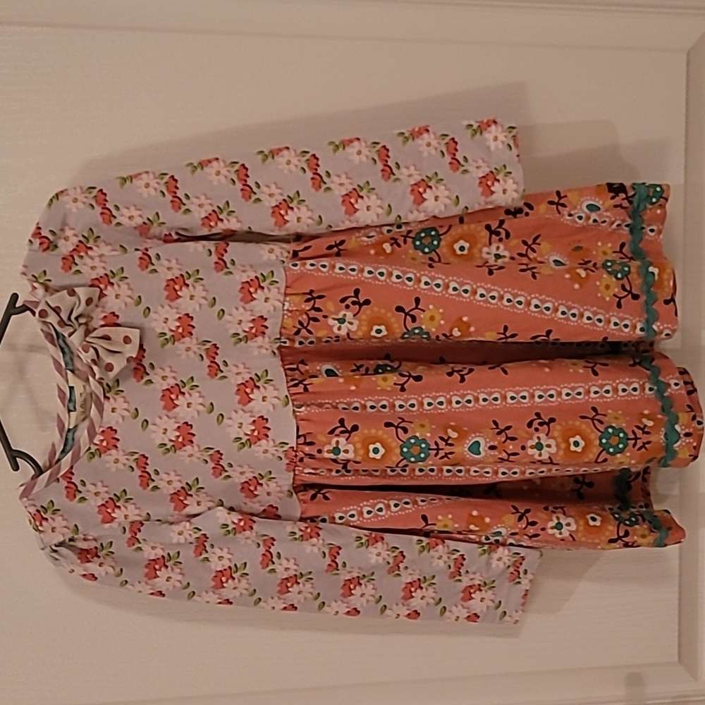 Matilda Jane Floral and Patterned Kids Dress - Pink and Orange